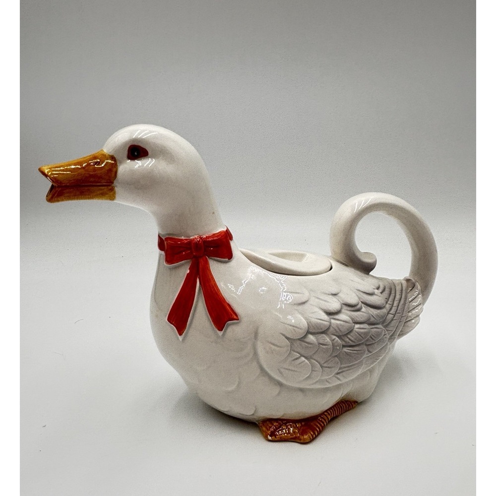Vintage Otagiri Goose Teapot Ceramic White Duck Tea Pot Japan Farmhouse Cottag - Picture 3 of 9